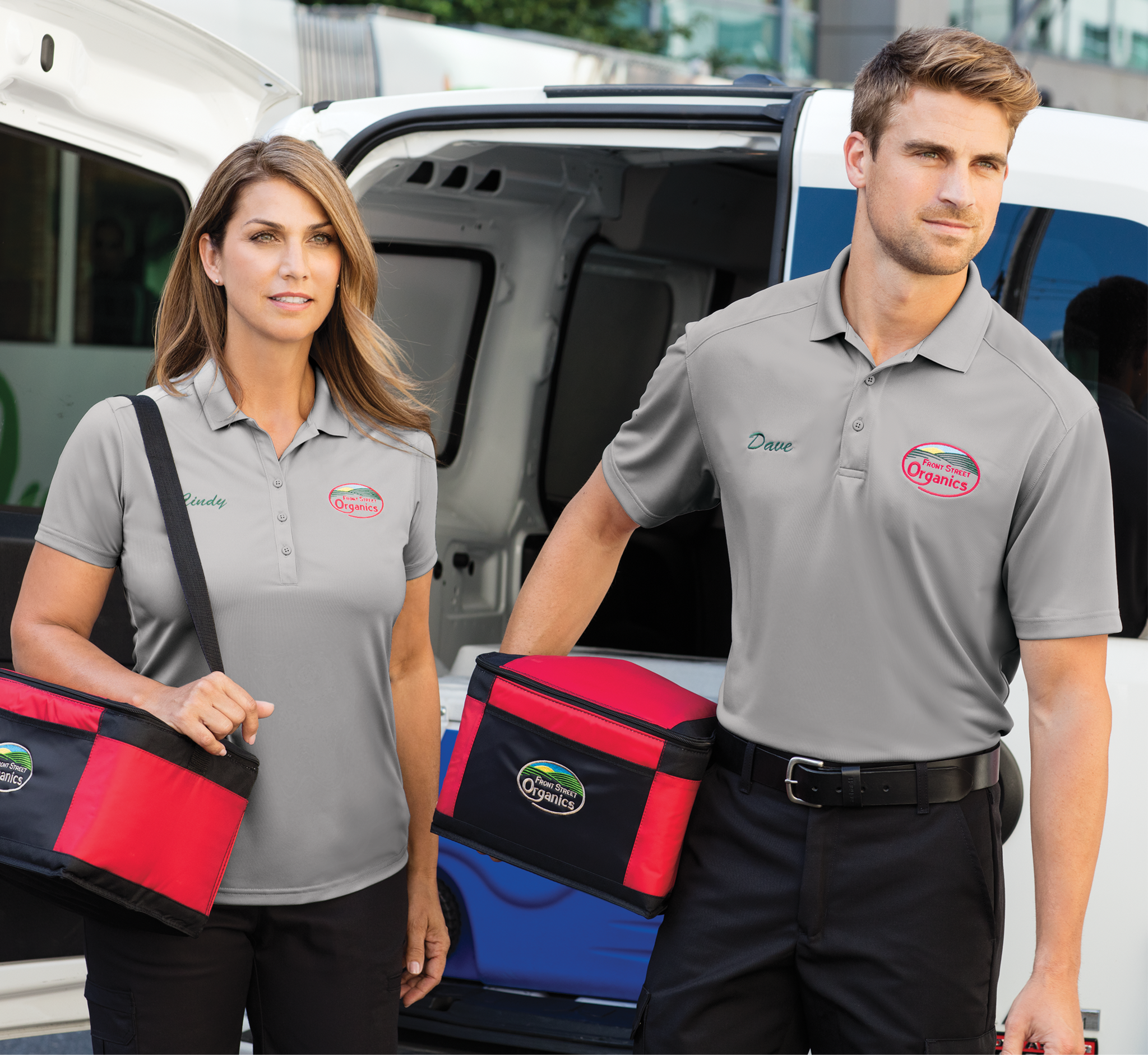 Embroidered polos deals no minimum